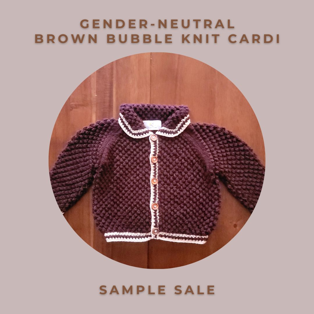 Gender-Neutral-Brown-Bubble-Knit-Cardi
