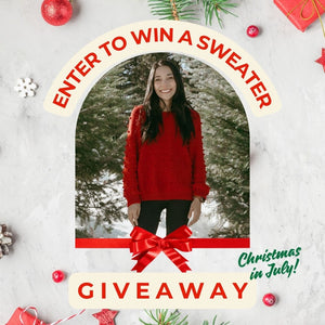 Christmas in July Giveaway! Enter for a chance to win a red hand-knit sweater.