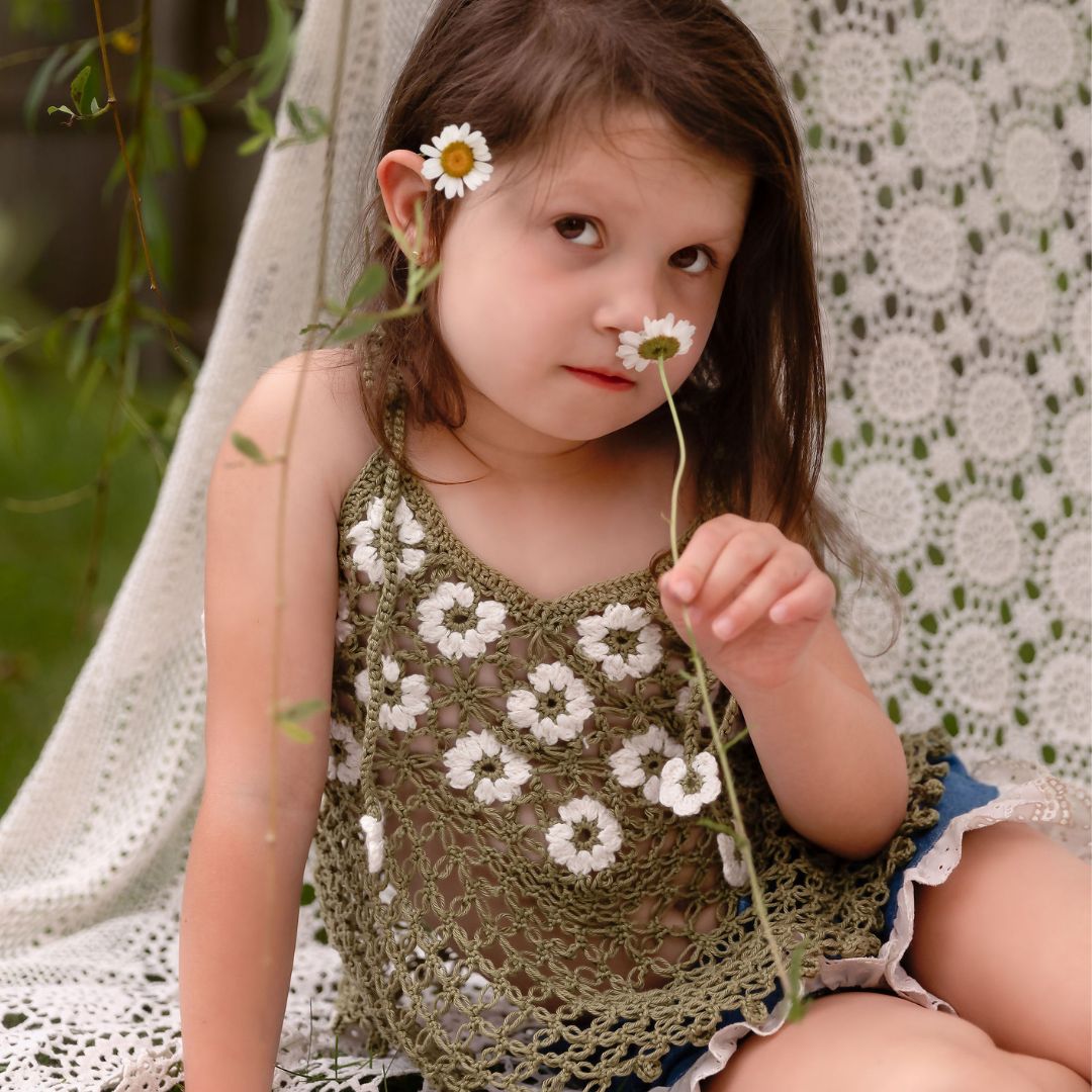 Handmade Daisy Top for girls.