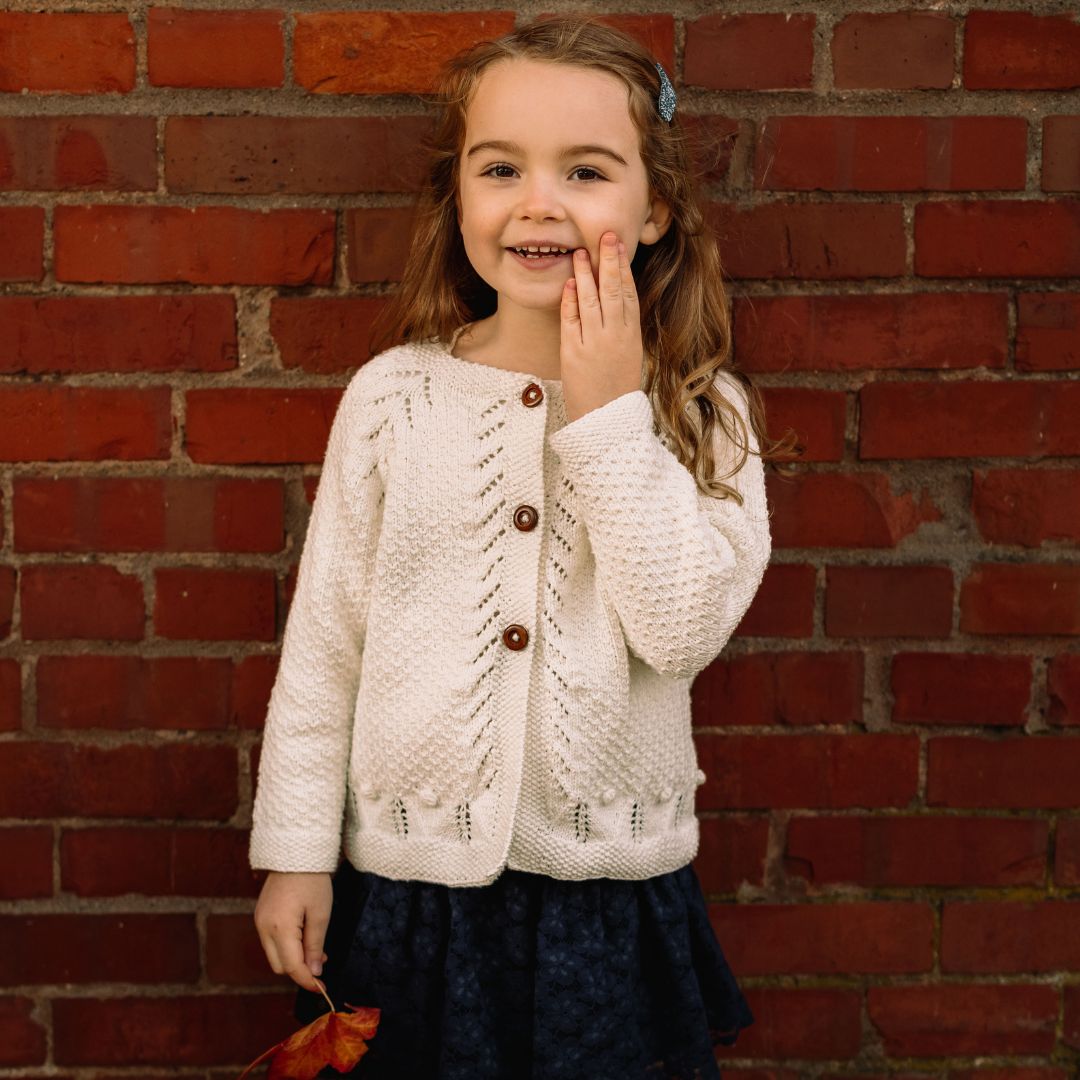 Layla Cardigan with lace knit details.