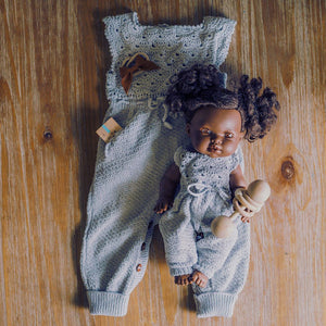 Hand-knit Lucy Romper for children and dolls