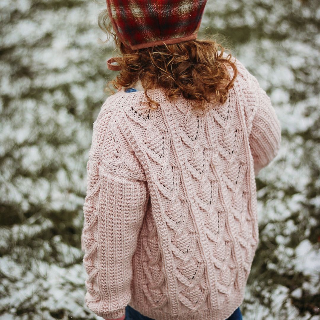 Aspen Cardigan in Blush, artisan knit cardigan for children by JuneBee Baby