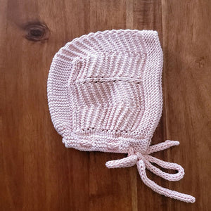 Blush Baby Bonnet in lace knit