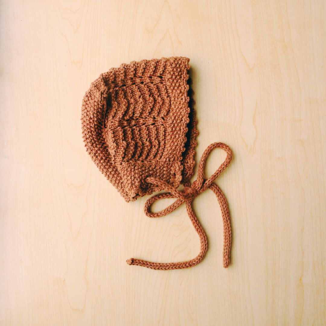 Handmade Cinnamon Baby Bonnet 
