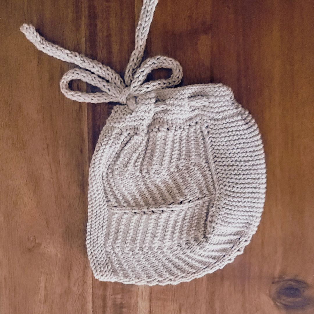 Oatmeal Baby Bonnet in lace knit
