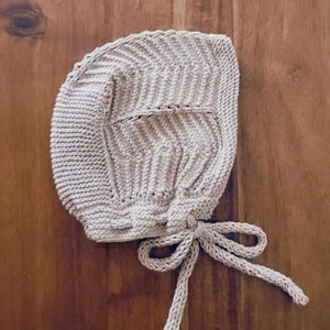 Oatmeal Baby Bonnet in lace knit