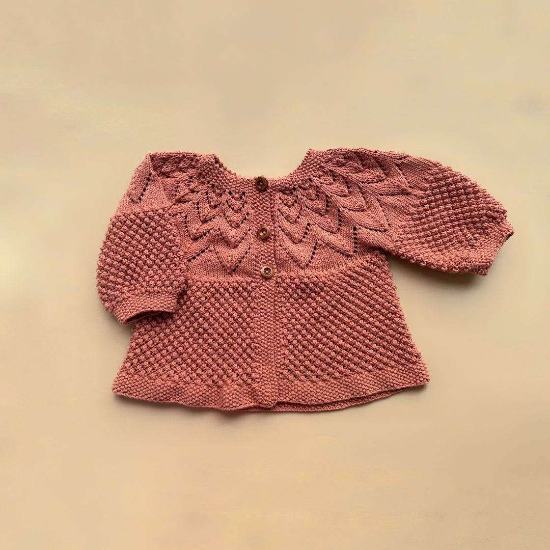 Bubble Cardigan in terracotta - bubble stitch cardigan by JuneBee Baby

