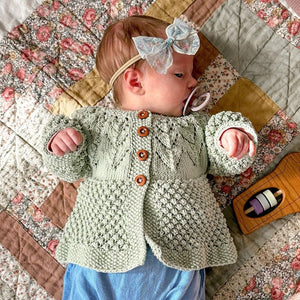 Bubble Cardigan in sage green - cotton bamboo bubble stitch cardigan by JuneBee Baby
