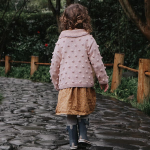 Carrie Cardigan in blush beige - heirloom popcorn knit cardigan by JuneBee Baby

