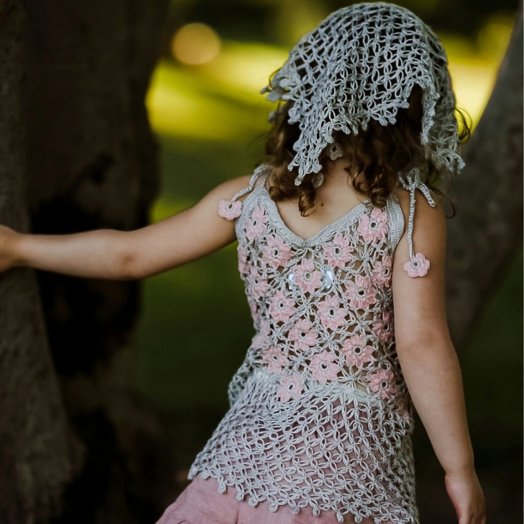 Daisy-Crochet-Top-and-Bandana-Light-Gray-and-Blush