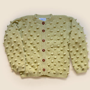 Dublin Cardigan in Light Yellow - Handmade Popcorn Knit Baby Cardigan | JuneBee Baby

