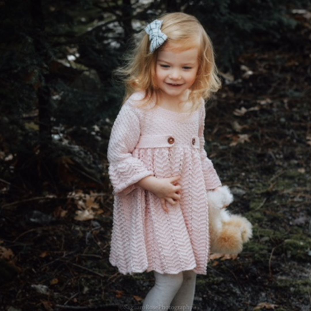 June Dress in Light Pink – Vintage Lace Knit Baby Girl Dress | JuneBee Baby
