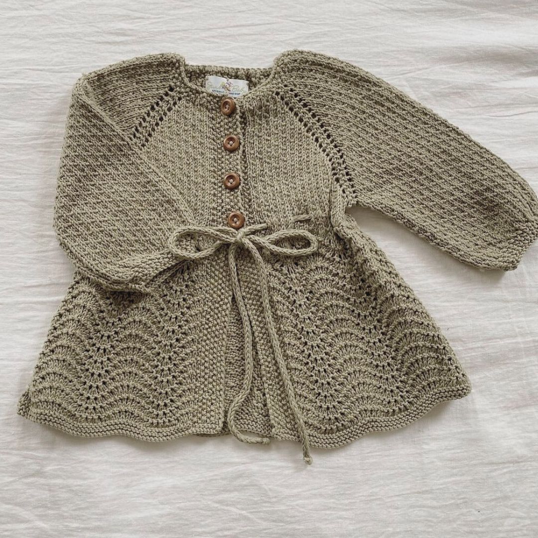 Girls-Lux-Cardi-Khaki-Green