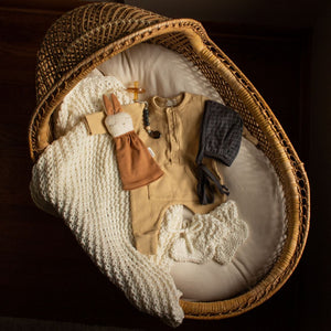 Hand-knit-Adele-Blanket-Booties-Set