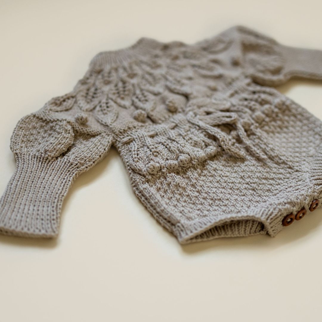 Shirley Romper in Light Clay - Detail View | JuneBee Baby