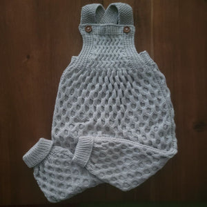 Honeycomb-Romper-Gray