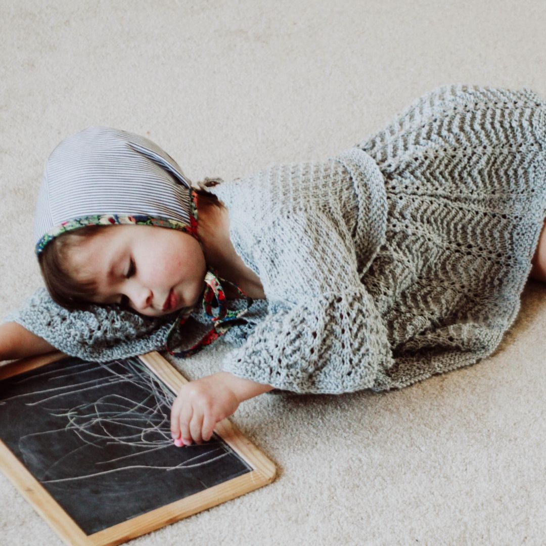 June Dress in Gray - Lace knit