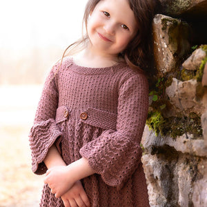 June Dress in Mocha – Handknit Vintage Baby Dress | JuneBee Baby
