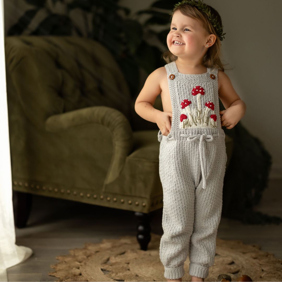 Mushroom-Romper-Gray
