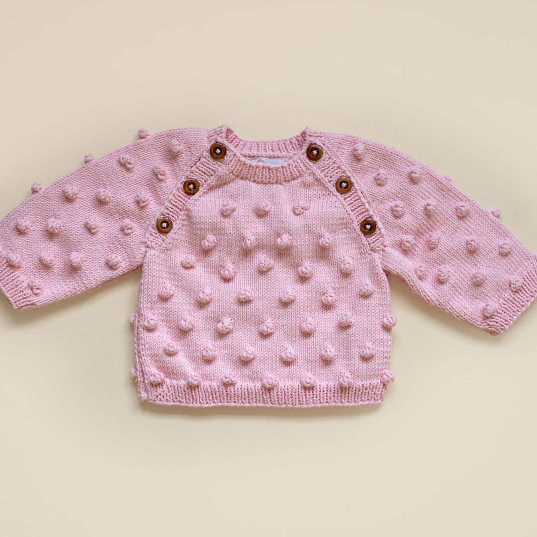 Paris Sweater Light Pink Popcorn Knit JuneBee Baby