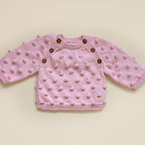 Paris Sweater Light Pink Popcorn Knit JuneBee Baby