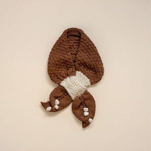 Popcorn_Knit_Scarf_Brown