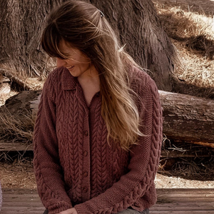 Ada Cardigan in mocha - cable knit heirloom cardigan by JuneBee Baby
