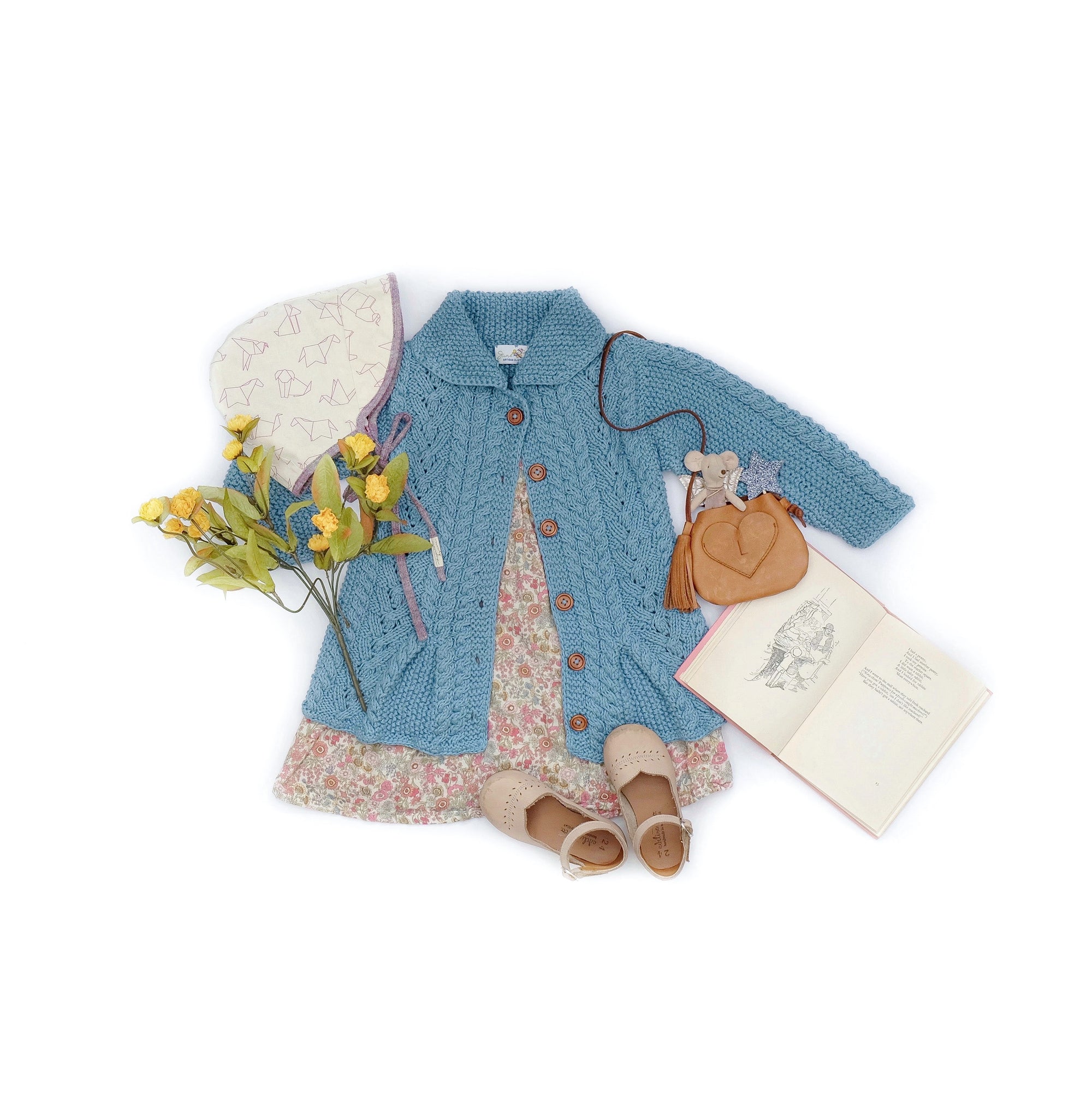 Ada Cardigan in muted cyan - handmade natural fiber cardigan by JuneBee Baby
