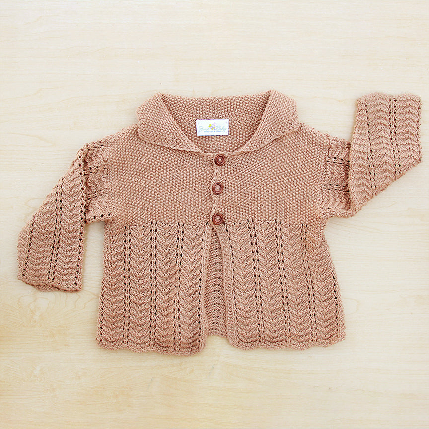 Baby Diaries Cardigan in caramel - vintage lace knit cardigan by JuneBee Baby
