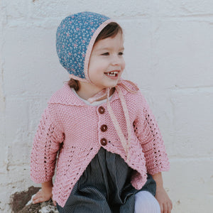 Baby Diaries Cardigan in light pink - handmade lace knit cardigan by JuneBee Baby
