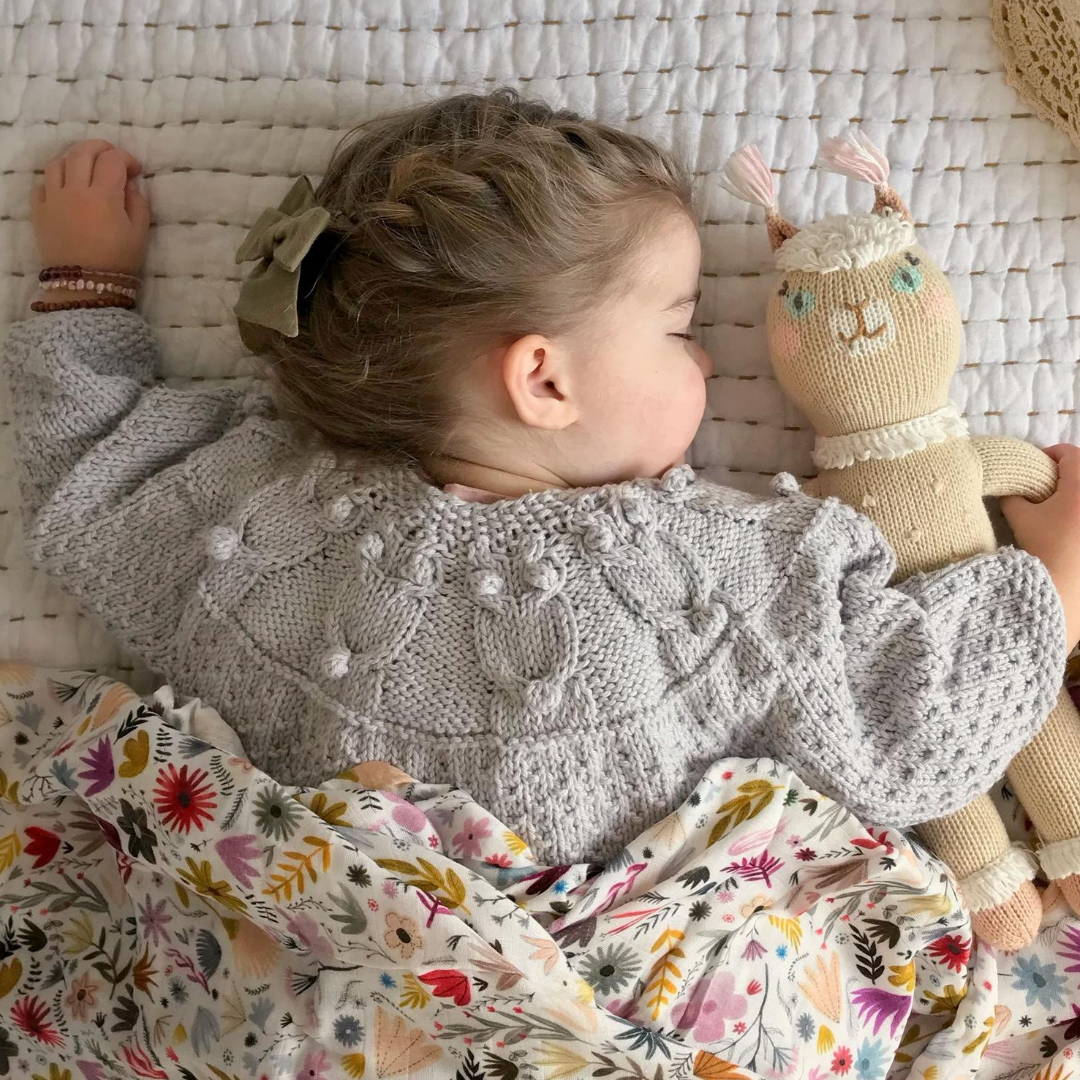 Baby Owl Cardigan in light gray - handmade natural fiber cardigan by JuneBee Baby

