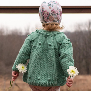 Baby Owl Cardigan in sage green - cotton bamboo owl motif cardigan by JuneBee Baby

