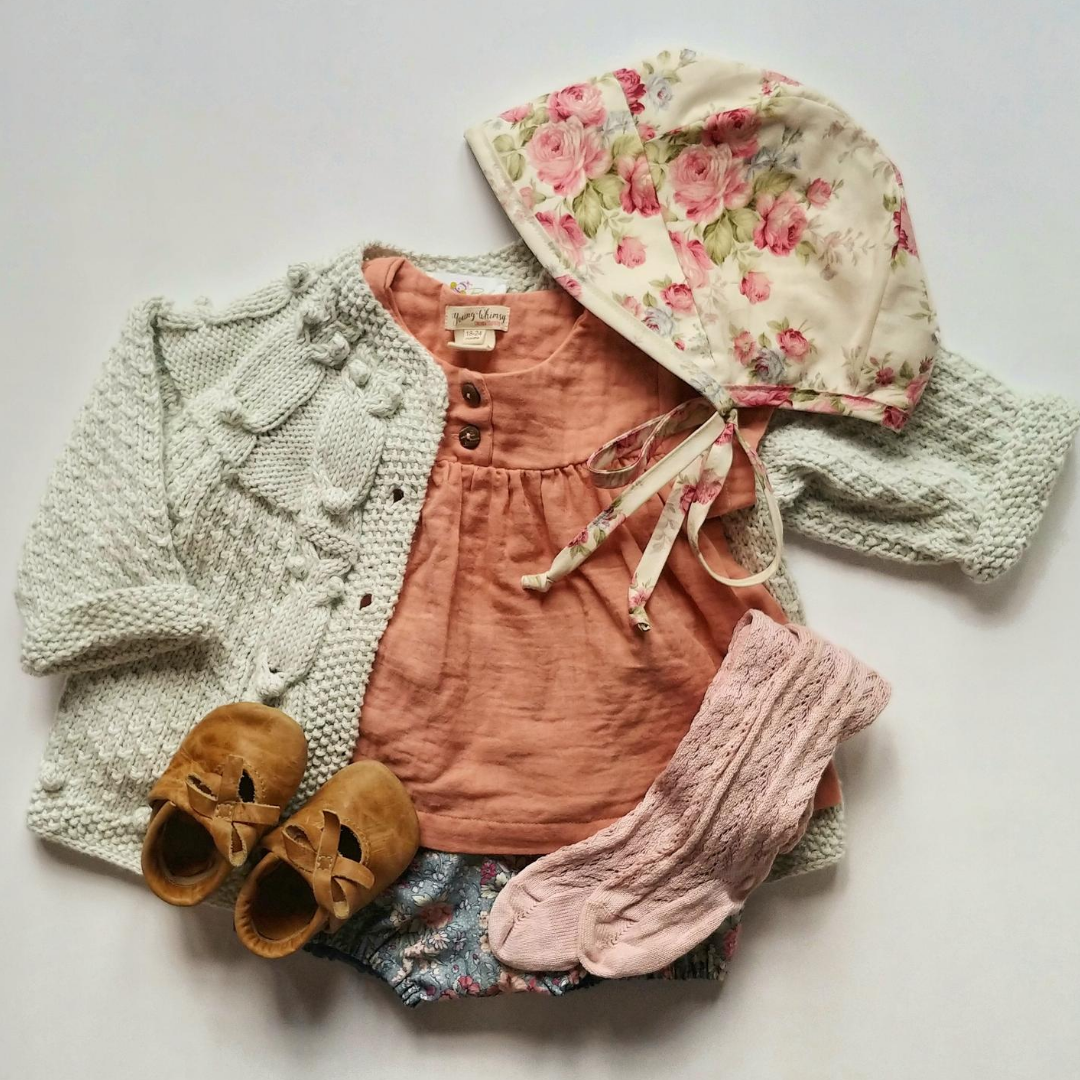Baby Owl Cardigan in light green - handmade owl knit cardigan by JuneBee Baby

