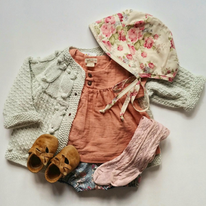 Baby Owl Cardigan in light green - handmade owl knit cardigan by JuneBee Baby
