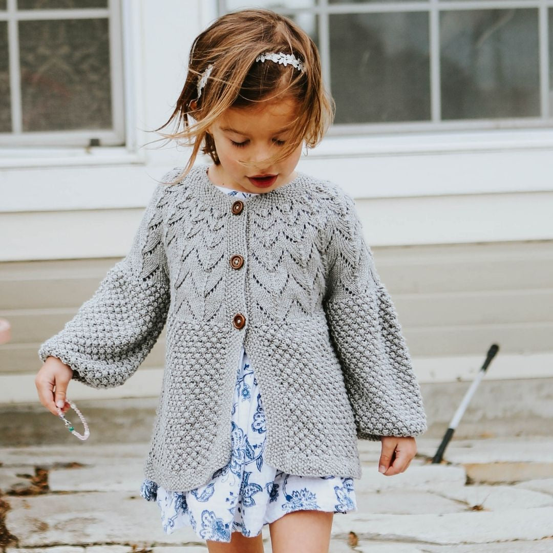 Bubble Cardigan in gray - artisan knit cardigan by JuneBee Baby
