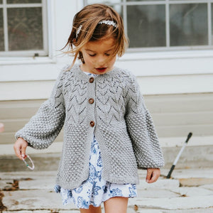 Bubble Cardigan in gray - artisan knit cardigan by JuneBee Baby
