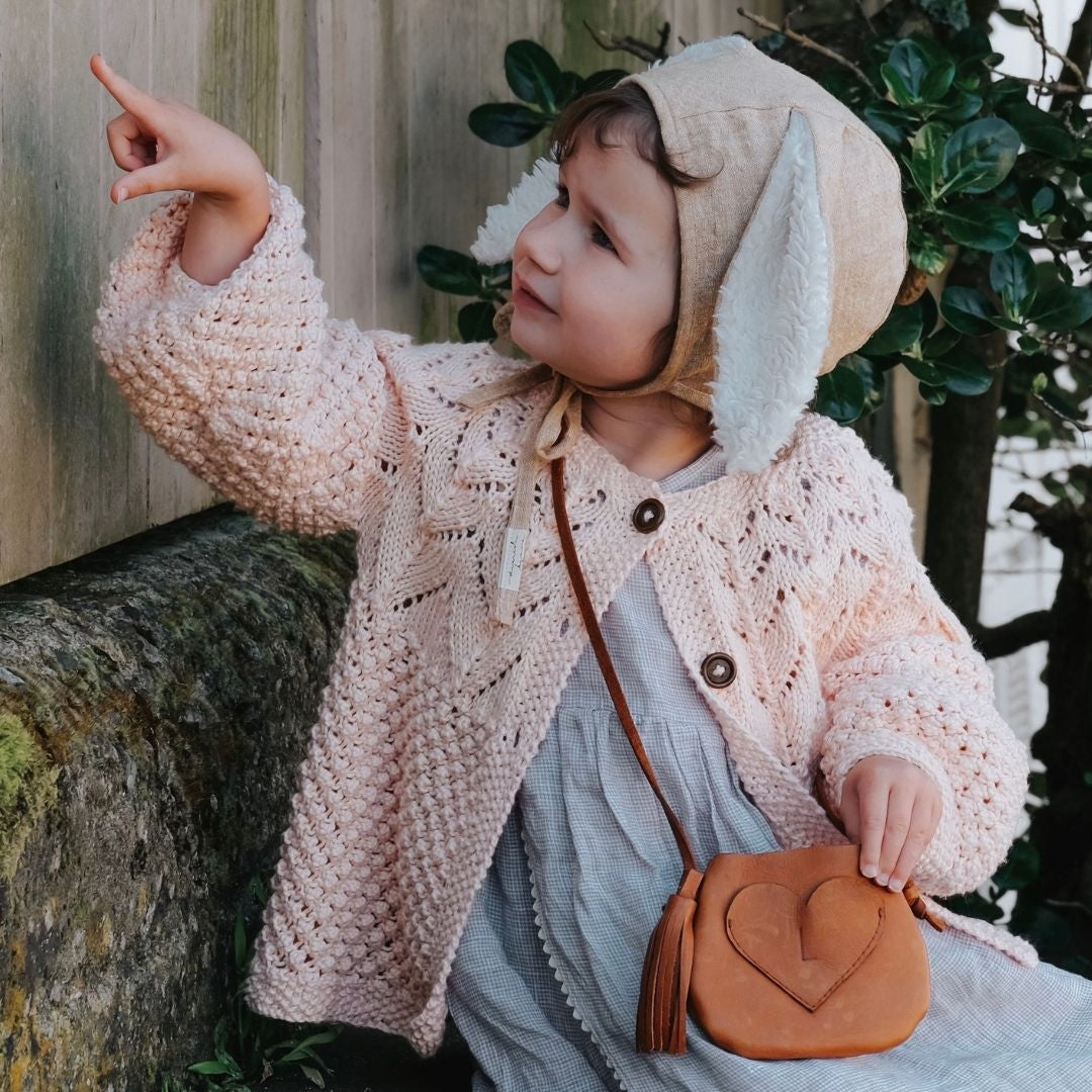 Bubble Cardigan in light peach - handmade natural fiber cardigan by JuneBee Baby
