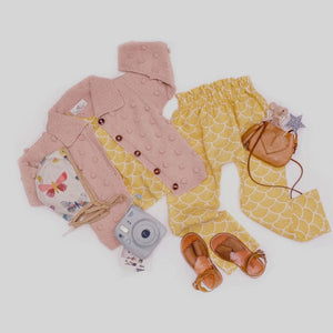 Carrie Cardigan in blush beige detail - popcorn knit kids cardigan by JuneBee Baby

