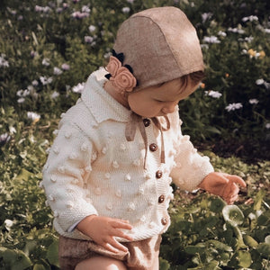 Carrie Cardigan in ivory - handmade natural fiber cardigan by JuneBee Baby
