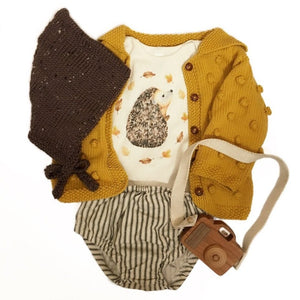 Carrie Cardigan in mustard - artisan knit kids cardigan by JuneBee Baby

