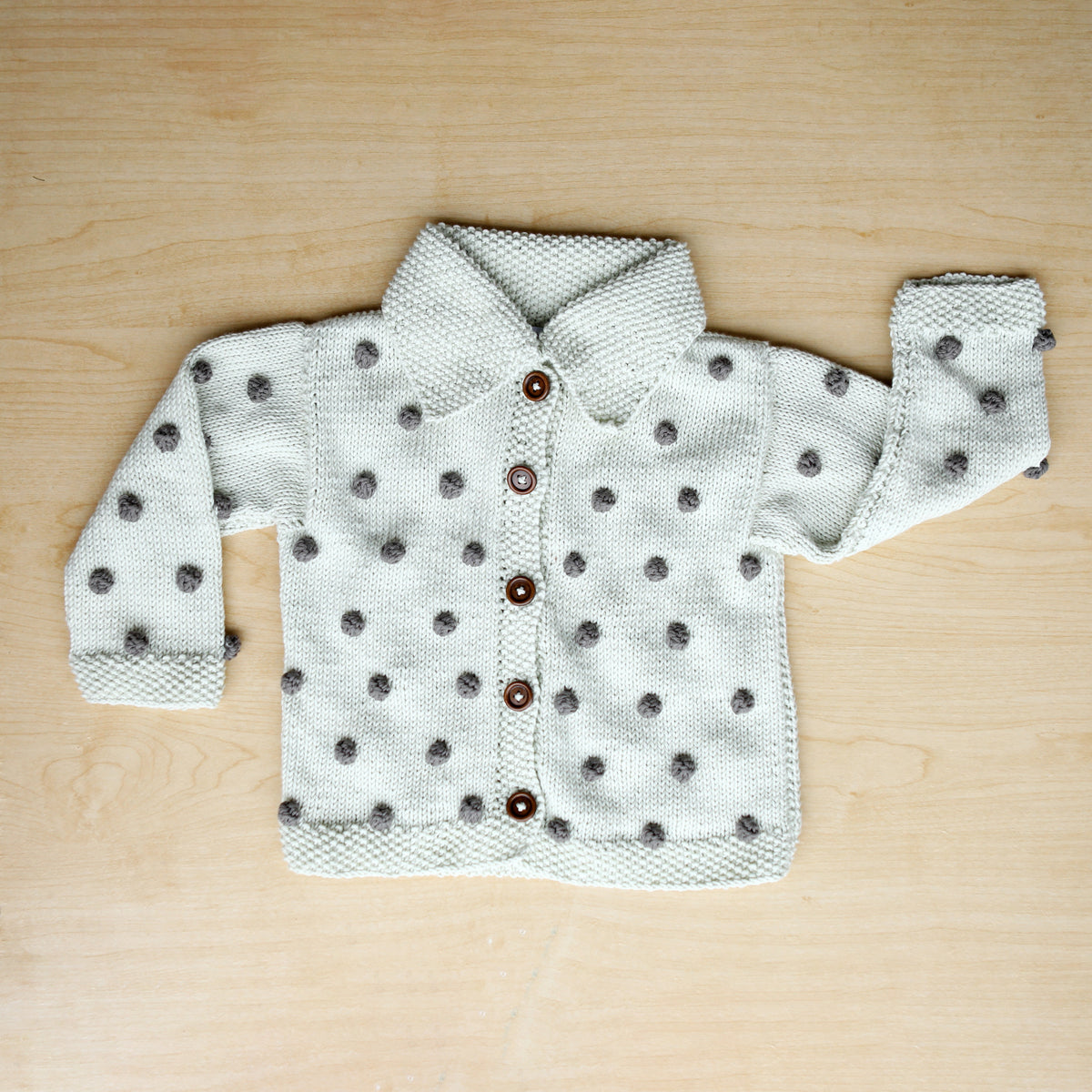 Carrie Cardigan in seafoam and mocha - popcorn knit cardigan by JuneBee Baby
