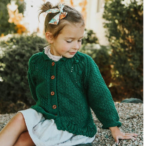 Hunter green Christine Cardigan - hand knitted lace baby and women's cardigan by JuneBee Baby
