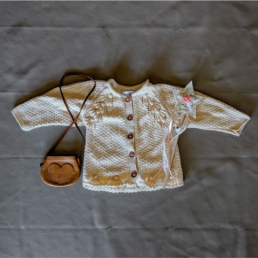 Light Peach Christine Cardigan - hand knitted lace baby and women's cardigan by JuneBee Baby
