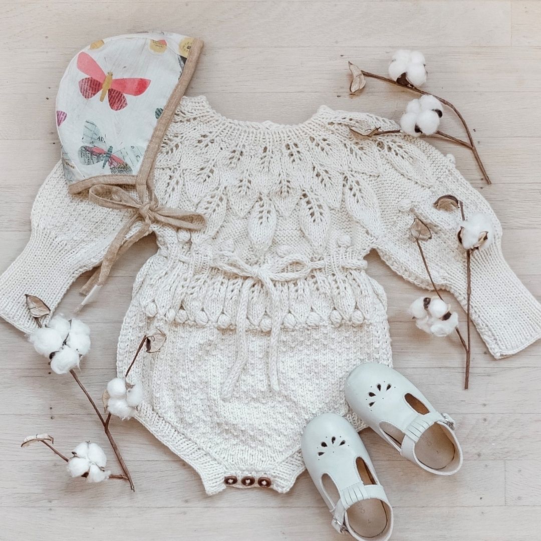 Shirley Romper in Cream - Vintage Style Baby Romper for Kids