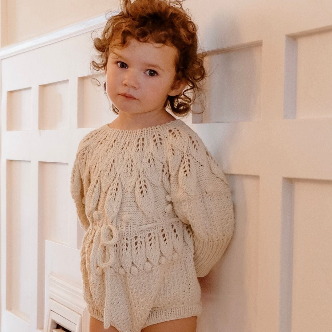 Shirley Romper in Ecru - Natural Cotton Baby Romper