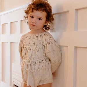 Shirley Romper in Ecru - Natural Cotton Baby Romper
