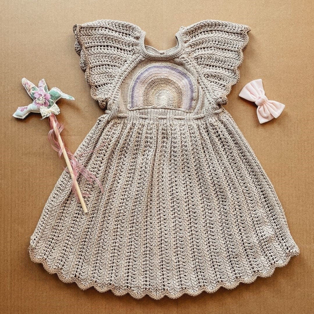 Rainbow Dress Light Oatmeal / 4/5Y
