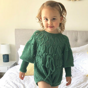Shirley Romper in Hunter Green - Cotton Bamboo Baby Romper