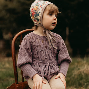 Shirley Romper in Dark Mauve - Handmade Baby Romper